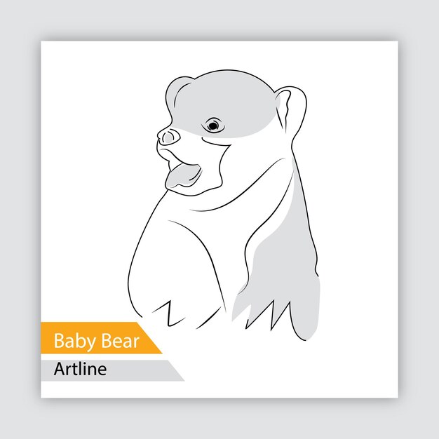 Vector baby bear artline vector design