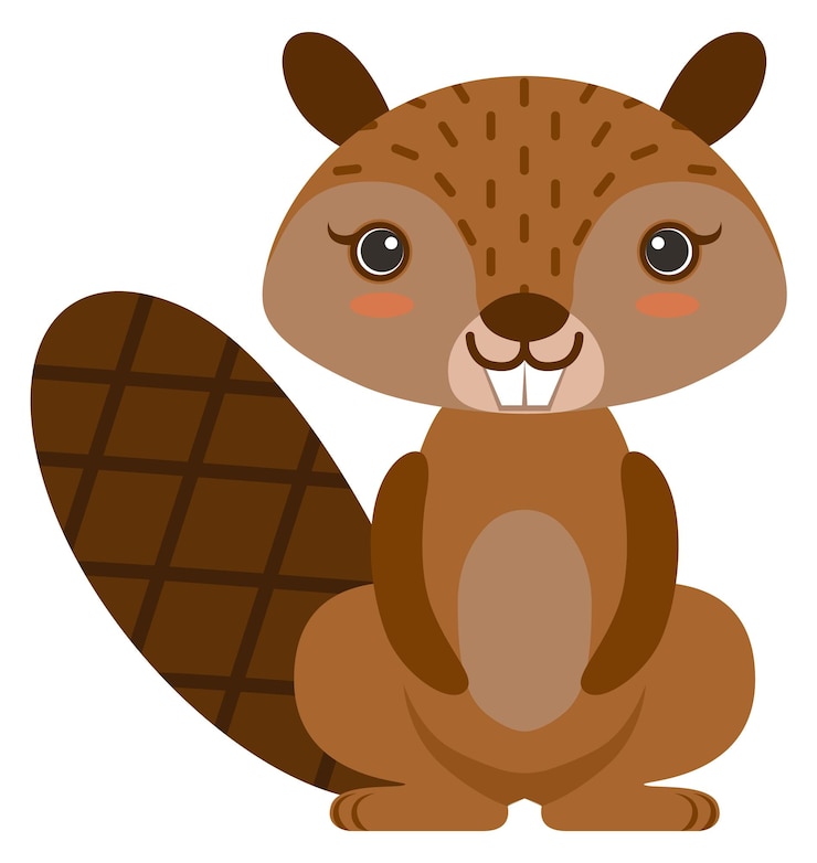 Vector baby beaver cartoon character cute forest animal