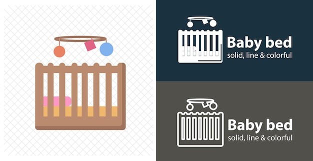 Baby bed icon baby cradle isolated flat illustration baby cradle line icon