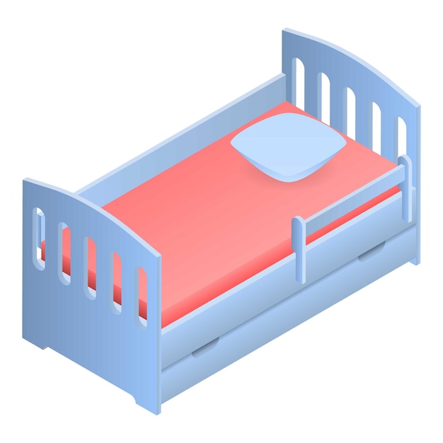 Vector baby bed icon isometric of baby bed vector icon for web design isolated on white background