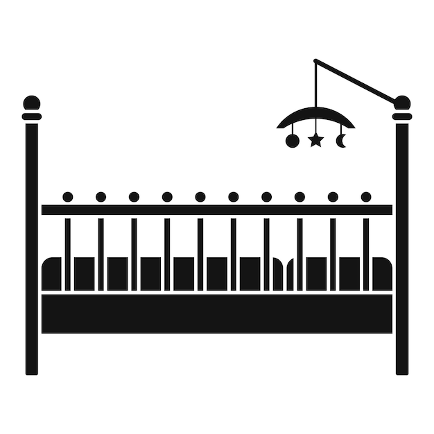 Иконка детской кроватки Простая иллюстрация векторной иконки детской кроватки для веб-дизайна на белом фоне