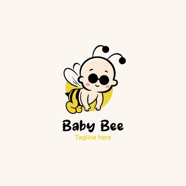 Vector baby bee logo baby shop vector