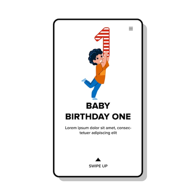 Baby birthday one year celebrating boy vector