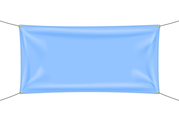 벡터 주름과 그림자가 있는 베이비 블루 패브릭 배너