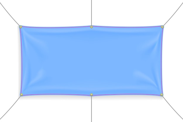 Baby blue fabric banner with folds and shadow