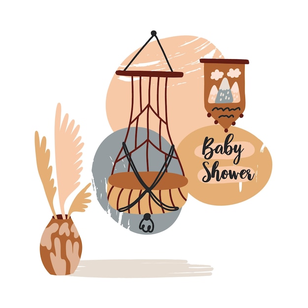 Baby boho kinderkamerposter schommelvaas