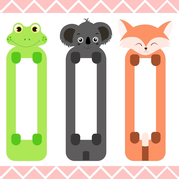 Vector baby bookmarks with cute animals