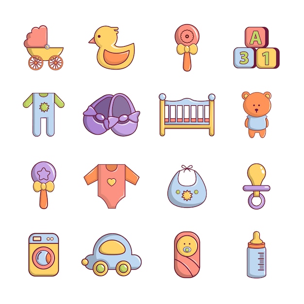 Baby born icons set