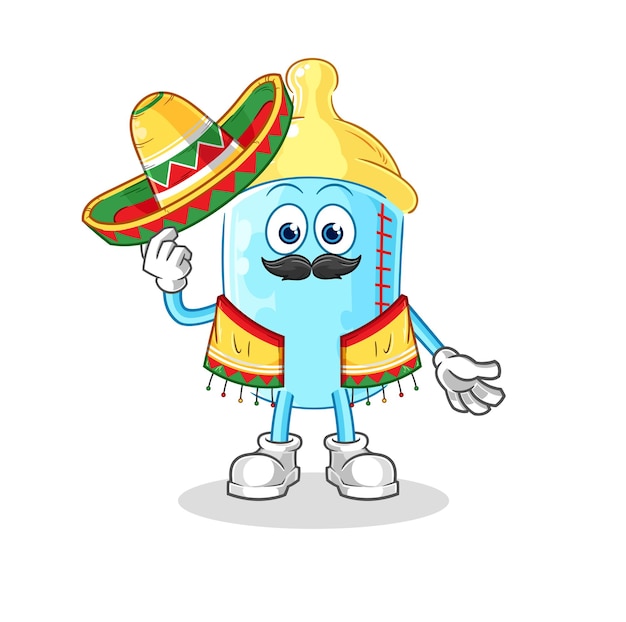 Baby bottle Mexican culture and flag cartoon mascot vector