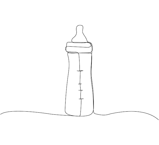 Baby bottle with pacifier one line art Continuous line drawing milk feeding baby newborn baby food