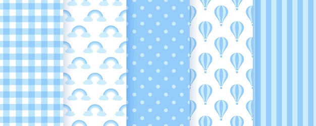 Baby bow pastel patterns. blue seamless backgrounds. vector illustration.