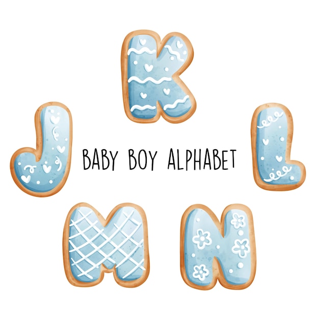 Baby boy alphabet Vector illustration