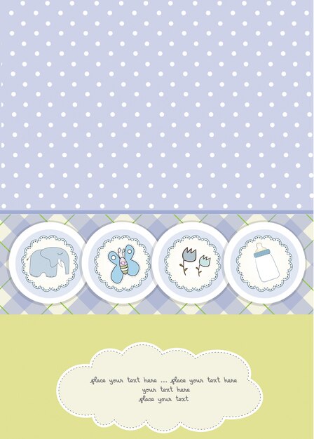 Vector baby boy announcement card