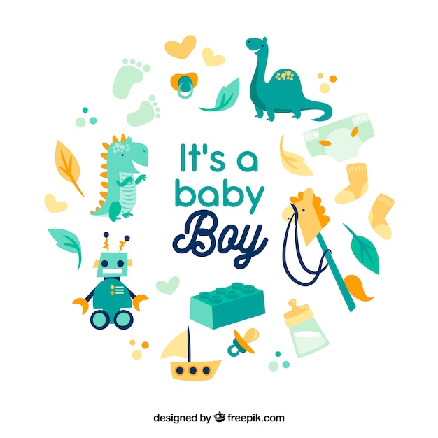 Vector baby boy background in flat style