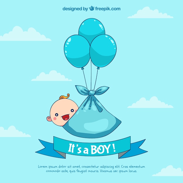 Vector baby boy background in hand drawn style