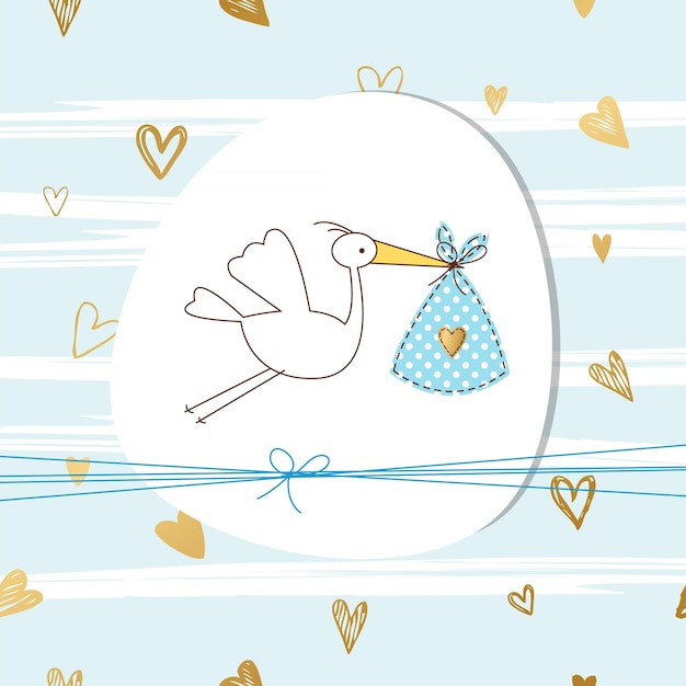 Vector baby boy birthday greting card