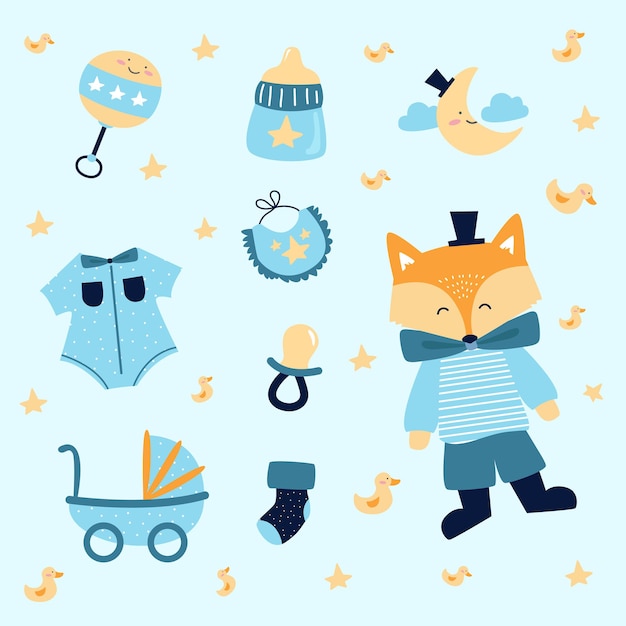 Vector baby boy elements