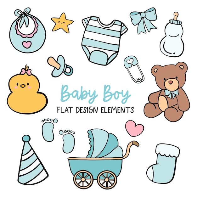 Vector baby boy flat design element.