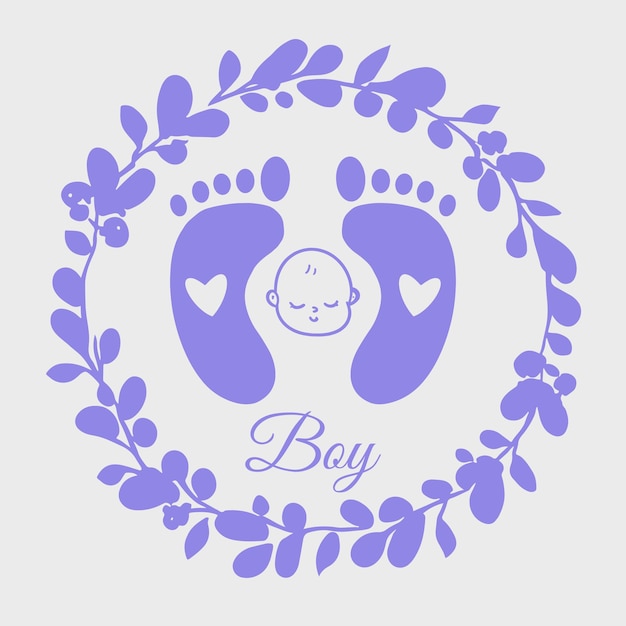 Vector baby boy foot print clipart