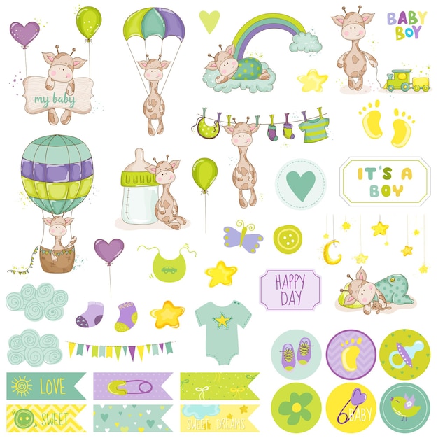 Baby Boy Giraffe Scrapbook Set