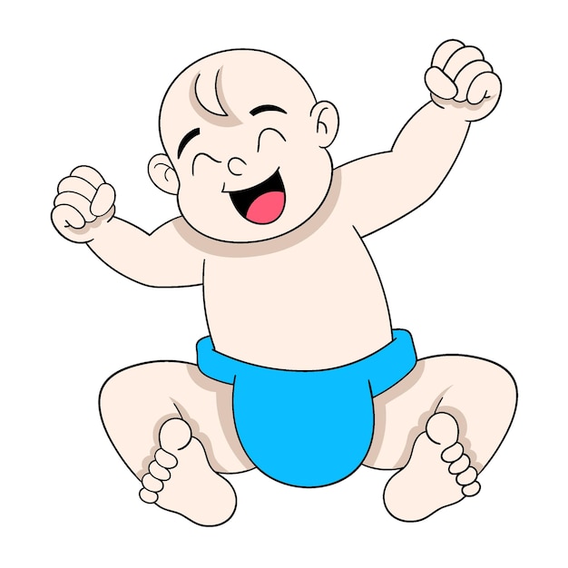 baby boy is sitting playing alone with happy face