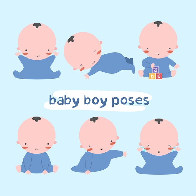 男の子のポーズのクリップアート