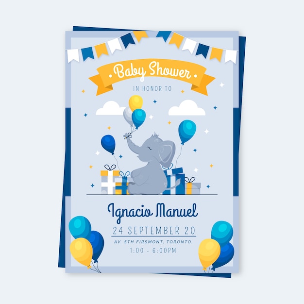 Vector baby boy shower invitation concept