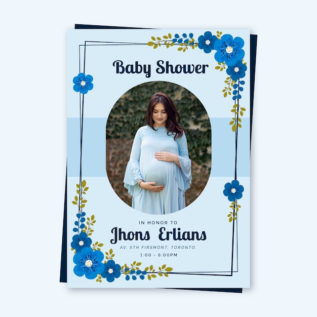 Baby boy shower invitation template celebration