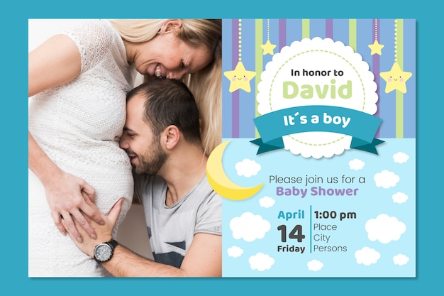 Baby boy shower invitation template concept