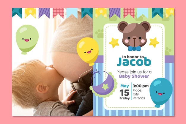 Baby boy shower invitation template