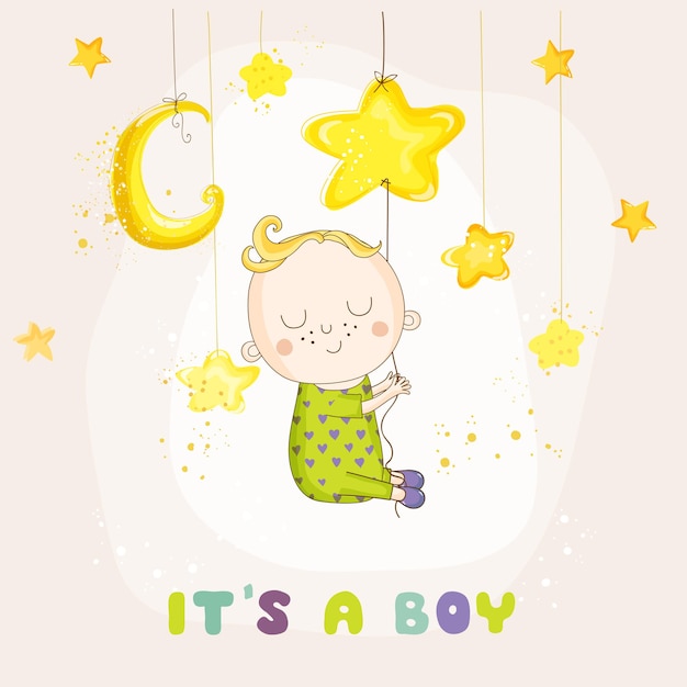 Baby boy sleeping on a star