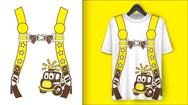 Vector baby brandweerwagen cartoon t shirt design