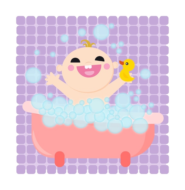 Baby bubble bath vecto