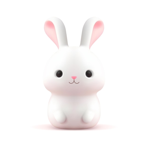 ベクトル 赤ちゃんウサギかわいいウサギの愛らしい置物 3 d アイコン現実的なベクトル図