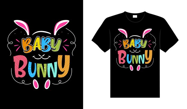 赤ちゃんうさぎハッピーイースターデータイポグラフィレタリングtシャツデザイン