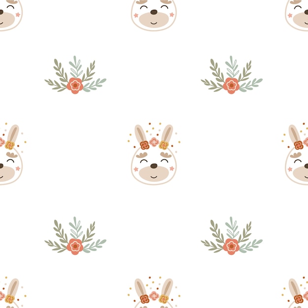 Baby bunny nursery seamless pattern design.