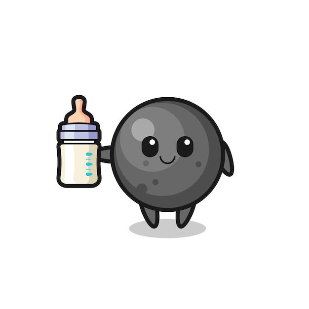 Baby cannon ball cartoon character with milk bottle