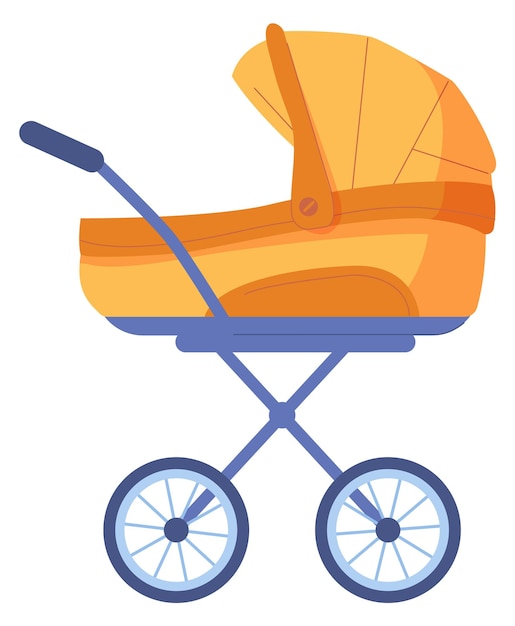 Vector baby carriage icon cartoon yellow child pram