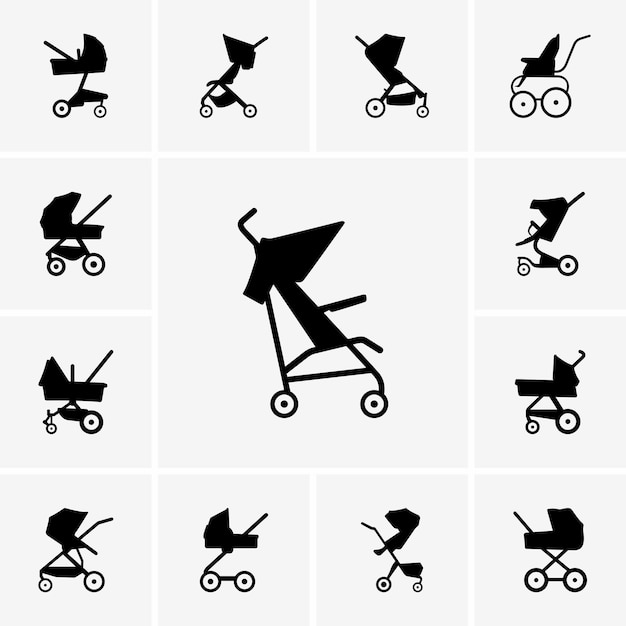 Vector baby carriages