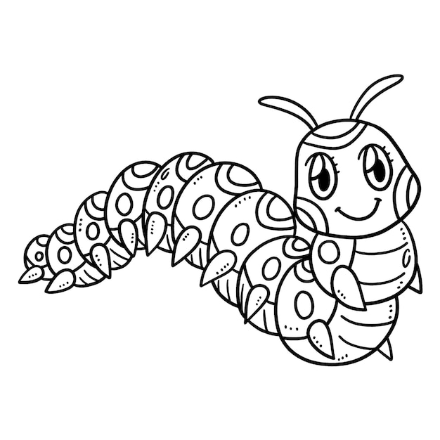 Baby Caterpillar Isolated Coloring Page for Kids