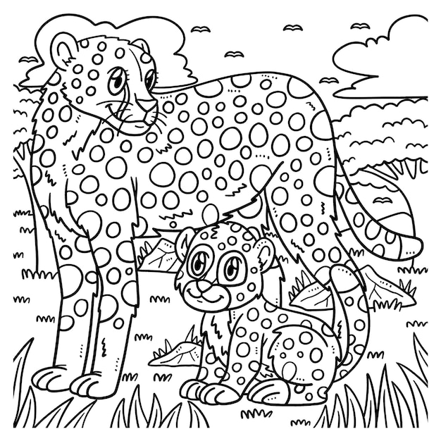 Baby Cheetah Isolated Coloring Page for Kids