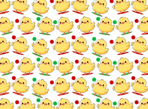 baby chick illustration pattern with hands indicating right and wrong vector for fabrics children