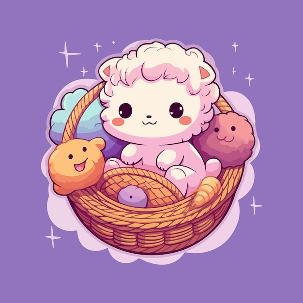 baby child animal in a basket