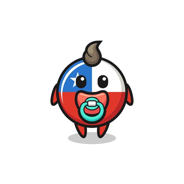 Baby chile flag badge cartoon character with pacifier , cute style design for t shirt, sticker, logo element