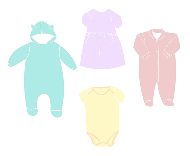 Baby clothes vector set