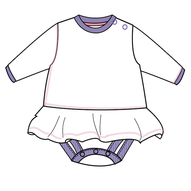 Vettore modello di disegno di abbigliamento per bambini. schizzi piatti disegni tecnici modello vettoriale illustrator.