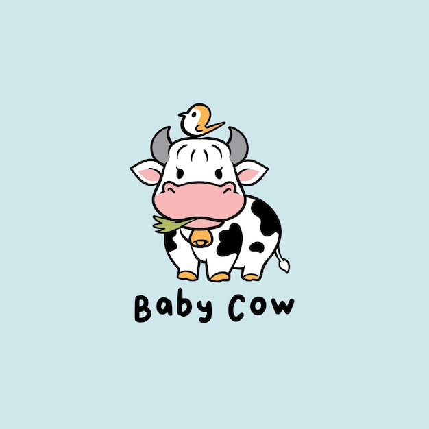 Vector baby cow logo baby shop vector