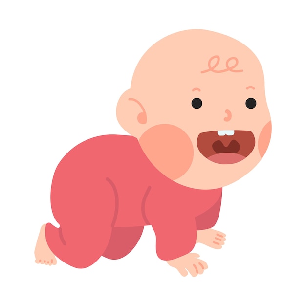 baby crawling with a smile