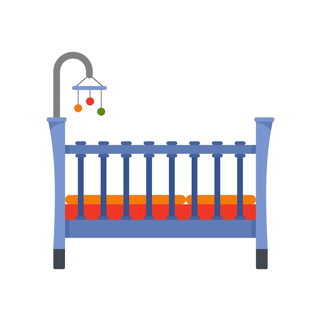 Baby crib icon Flat illustration of baby crib vector icon for web isolated on white