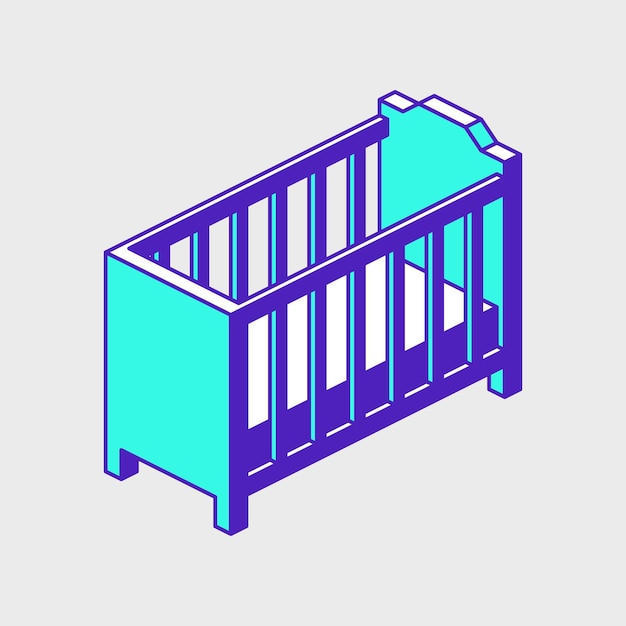 Baby crib isometric vector icon illustration